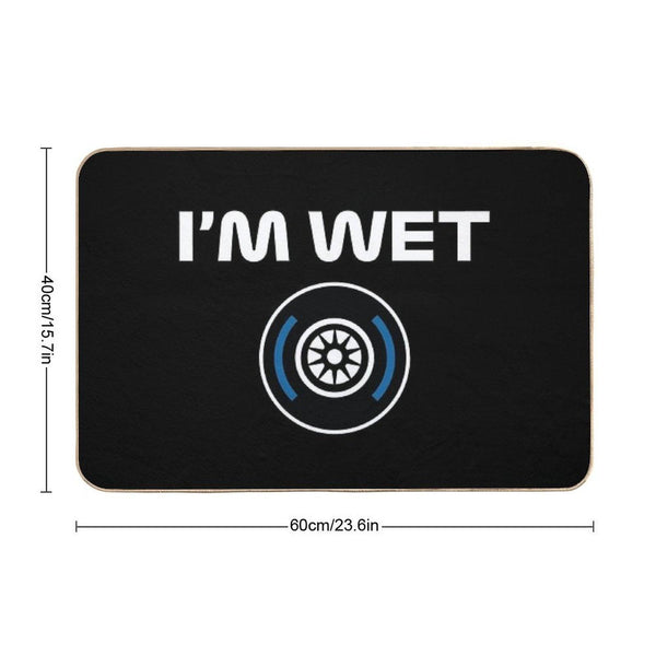Funny Design I'm Wet (Wet Tyre Design - WhiteBlack BG) Bath Mat