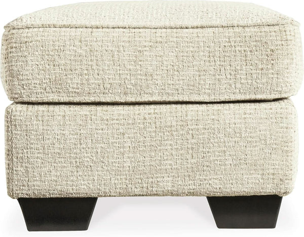 Beige Chenille Upholstered Ottoman With Cushioned Comfort