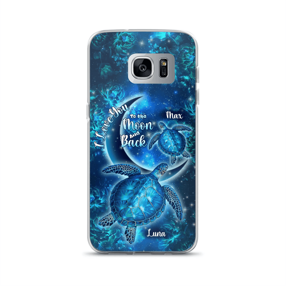 Custom Personalized Turtle Phone Case For Iphone and Samsung - Up to 6 Turtles - I Love You To The Moon And Back - IUNAG8