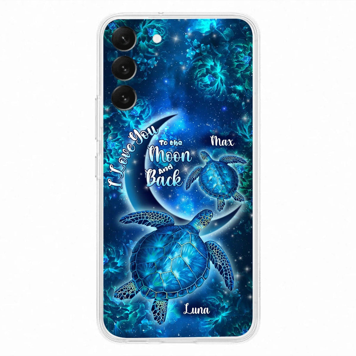 Custom Personalized Turtle Phone Case For Iphone and Samsung - Up to 6 Turtles - I Love You To The Moon And Back - IUNAG8