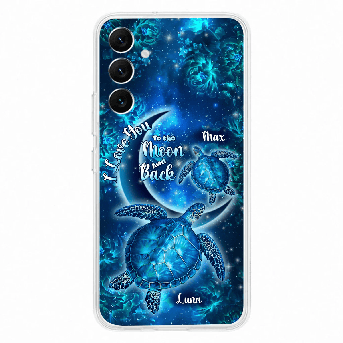 Custom Personalized Turtle Phone Case For Iphone and Samsung - Up to 6 Turtles - I Love You To The Moon And Back - IUNAG8