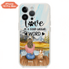 Custom Personalized Pet Mom/Pet Dad Phone Case - Gifts For Pet Lovers With Upto 4 Pets - Love Is A Four-Legged Word - iPhone (updated for iPhone 16 Series) / 1 / iPhone 16 Pro Max