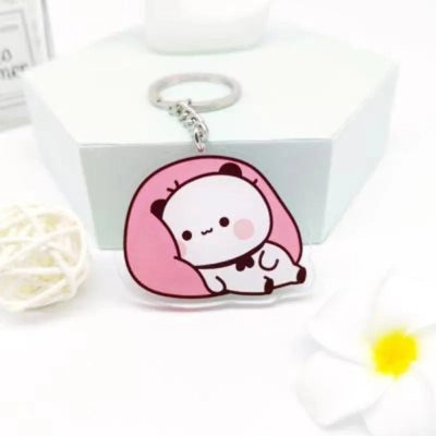 Cute cartoon Bubudu Giant Panda Pendant Keychain Car Key Acrylic Backpack Keychain Pendant