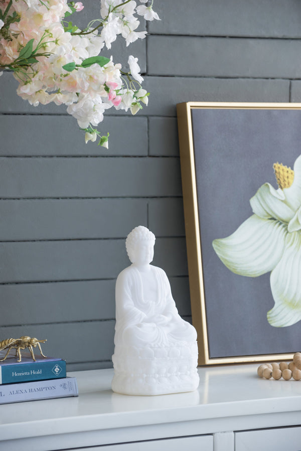 5.5x4.7x11.8' White Sitting Buddha Figure