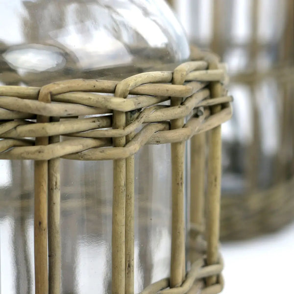 Wicker Basket with Glass Canister