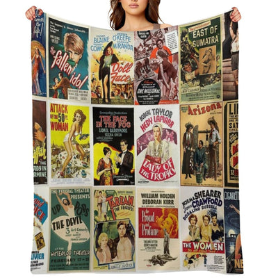 Old Movies Poster Machine-washable Throw Blanket