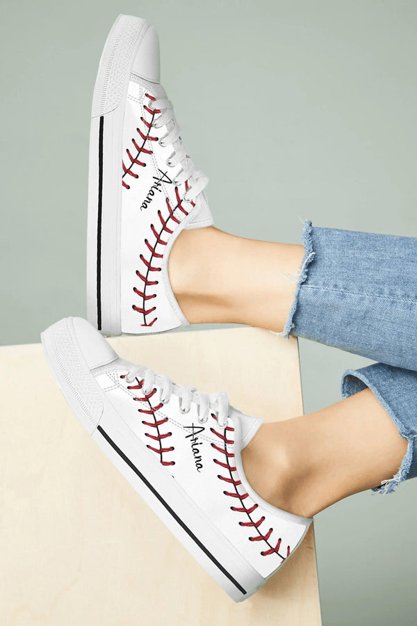 Personalized Baseball Low Top Canvas Sneakers - Best Gift Idea For Baseball Lovers