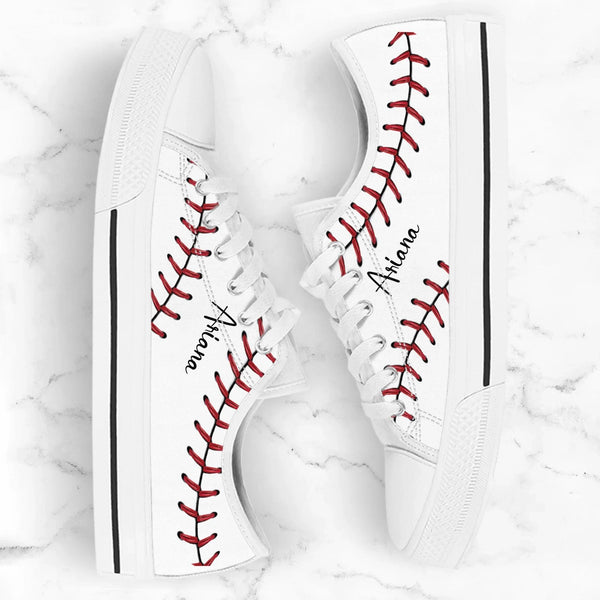 Personalized Baseball Low Top Canvas Sneakers - Best Gift Idea For Baseball Lovers