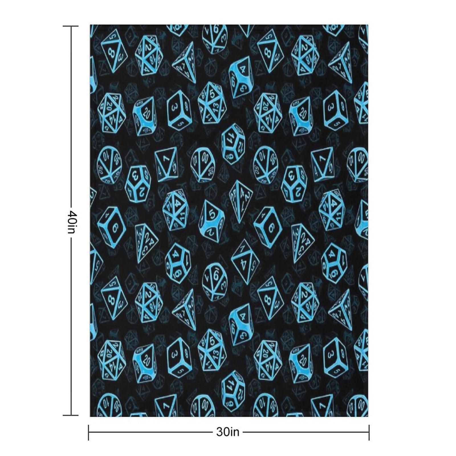 D20 Dice Set Pattern (Blue) Throw Blanket