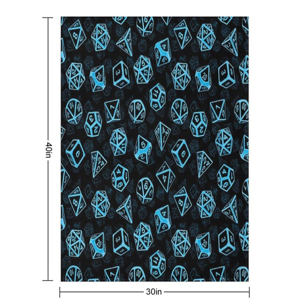 D20 Dice Set Pattern (Blue) Throw Blanket