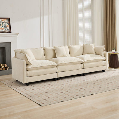 Cloud3 Seats  Sofa (Ottoman is not included)Chenille Fabric in Beige