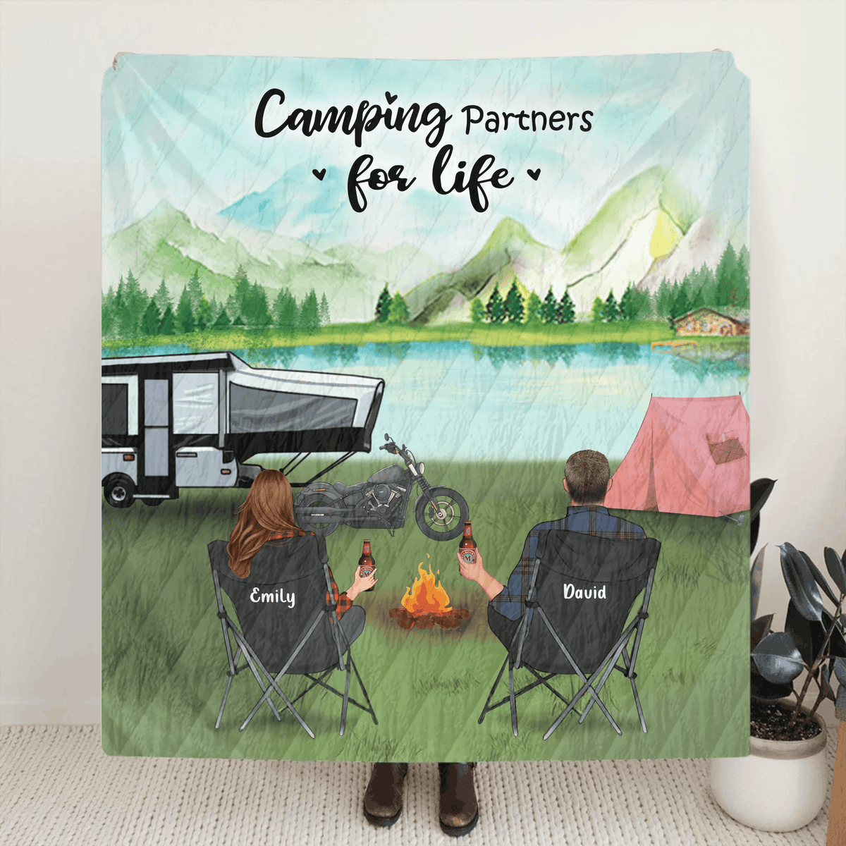 Personalized Camping Blanket Gift For Whole Family, Camping Lovers - Camping Partners For Life - Full Options - 3KFOG2