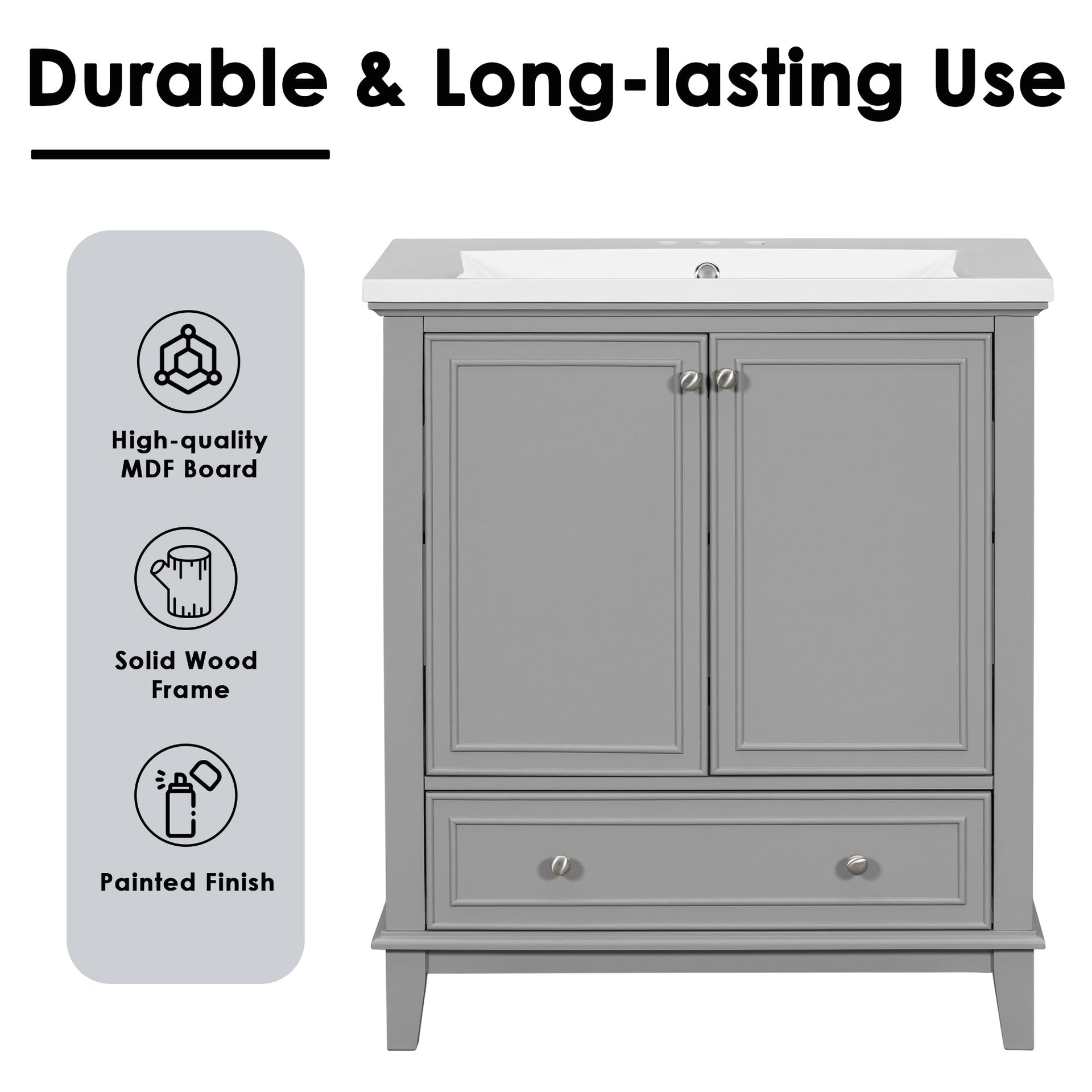 30 inch bathroom vanity no sink  base only gray