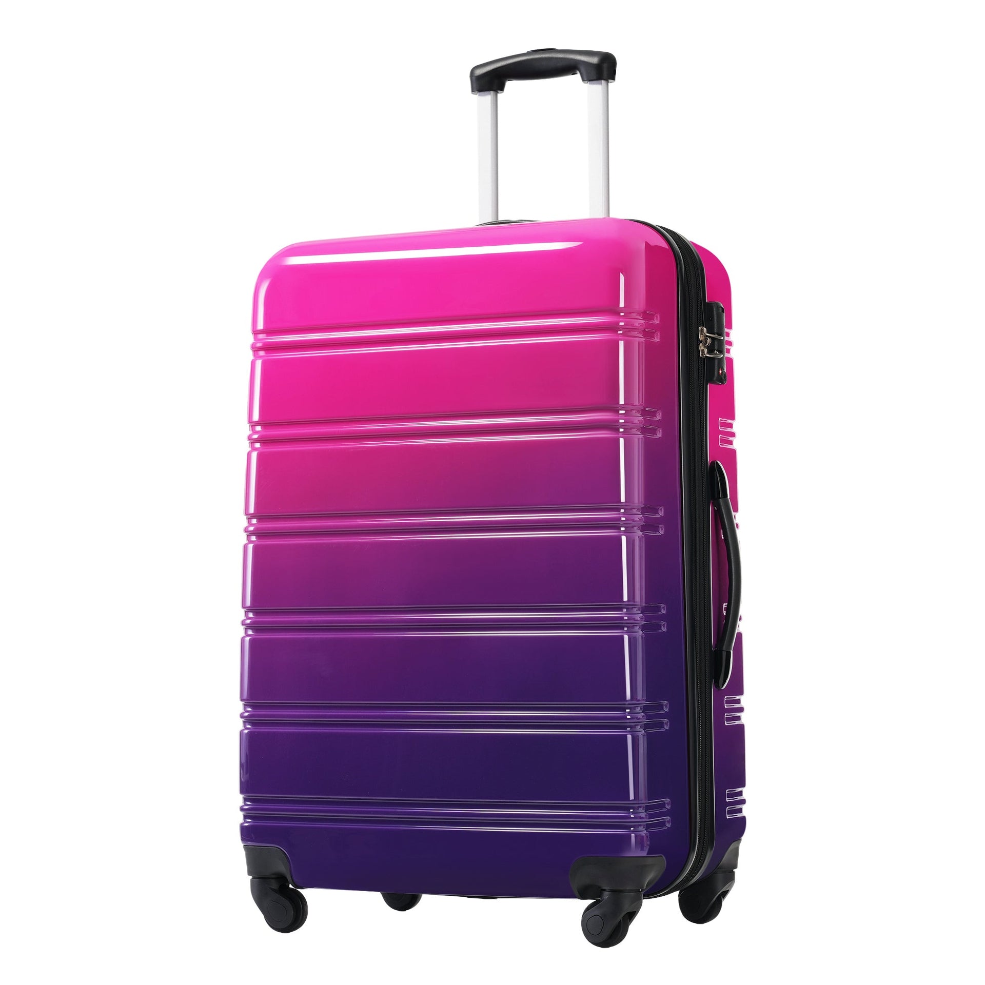 Hardshell Luggage Sets 3 Piece Gradient Color Expandable Suitcase with Spinner Wheels and TSA Lock Lightweight 20' 24' 28' Available,Purple and Pink