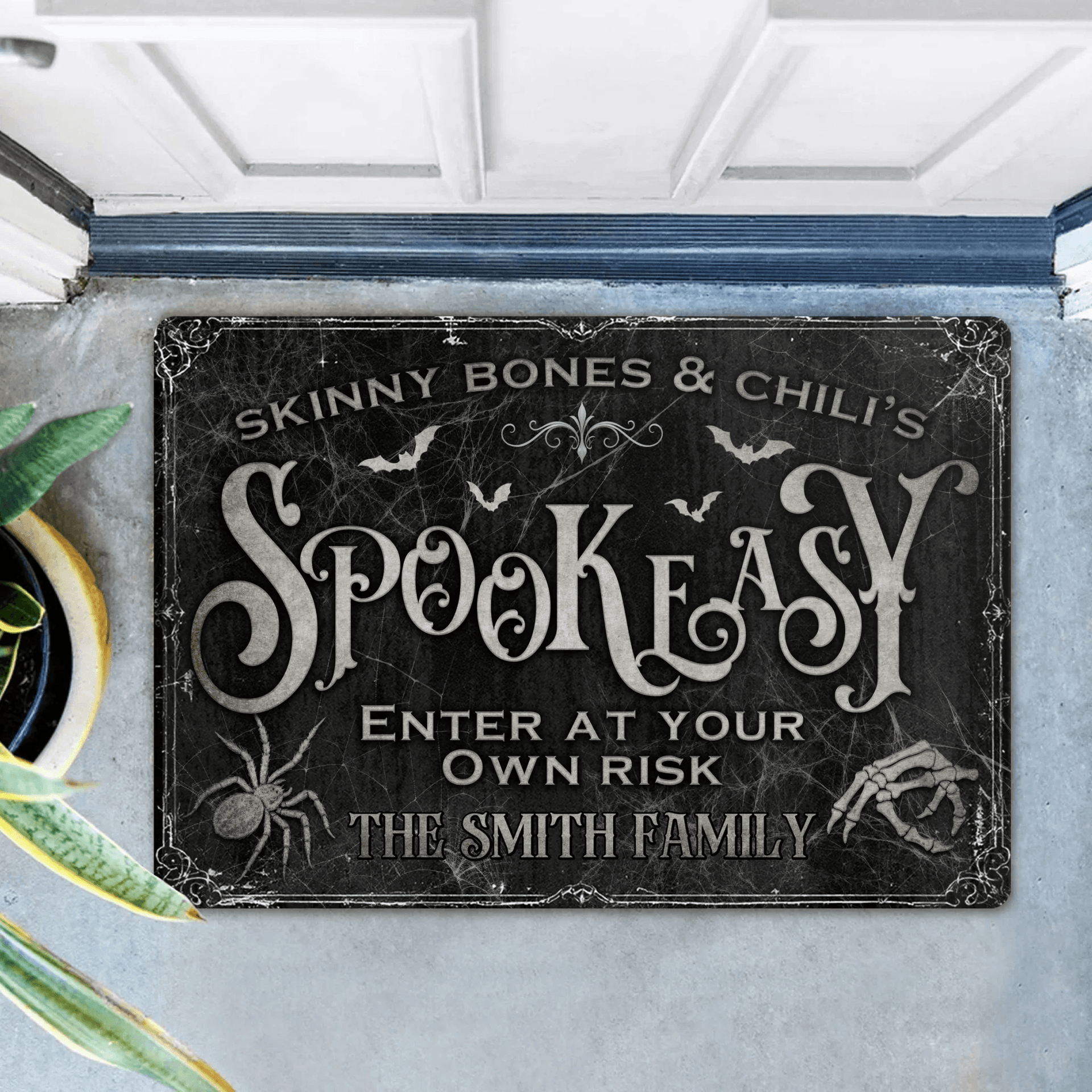 Personalized Spooky Doormat - Halloween Gift Idea For Family - Skinny Bones & Chili's Spookeasy