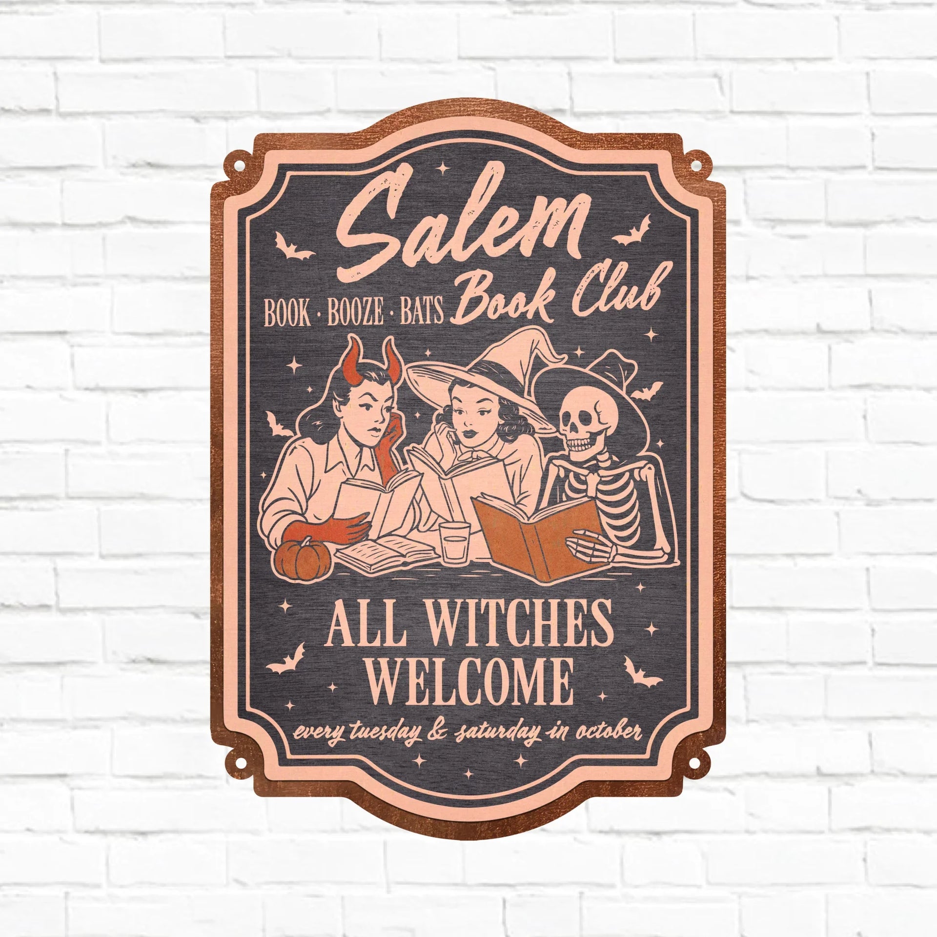Salem Book Club Metal Sign - Gift Idea For Book Lover - All Witches Welcome