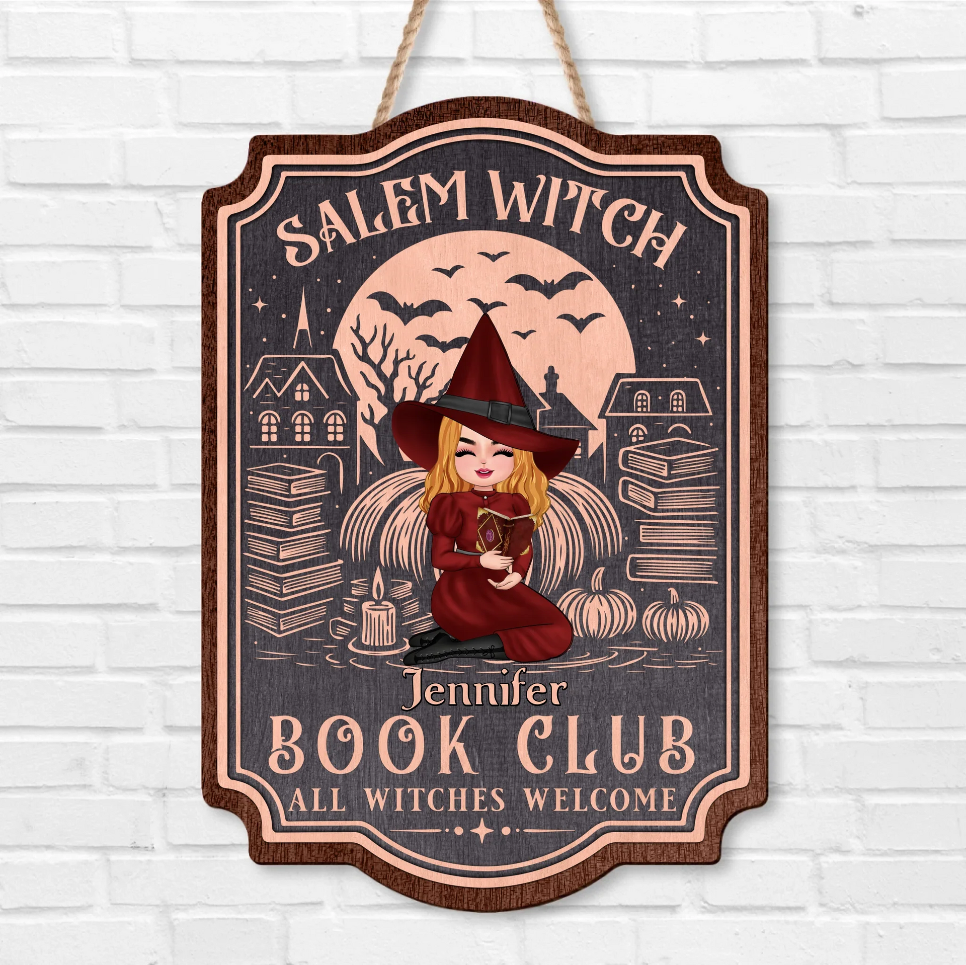 Personalized Salem Witch Book Club Wooden Sign - Gift Idea For Book Lover - All Witches Welcome
