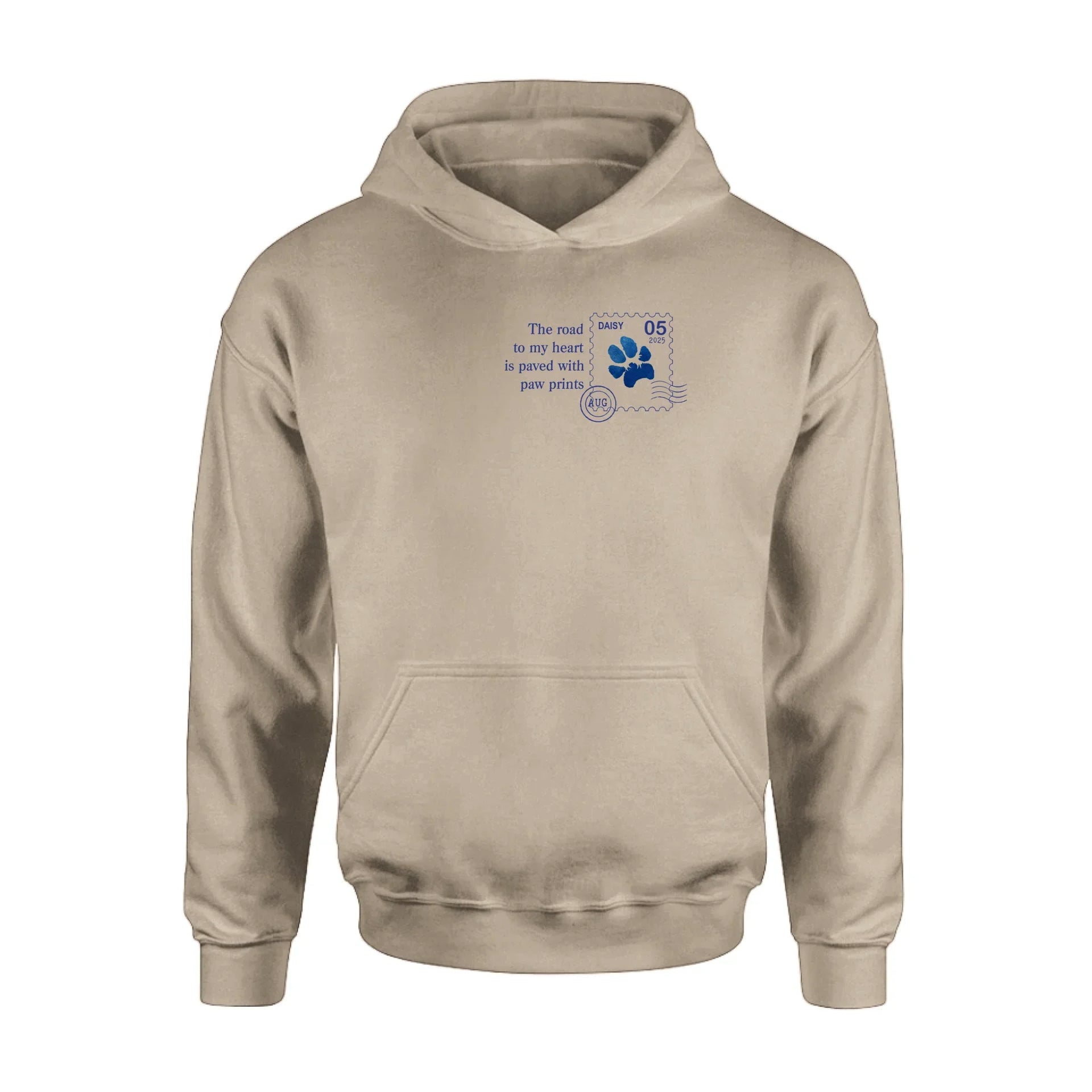 Personalized Memorial Pet Stamp Sticker Design T-shirt/Long Sleeve/Sweatshirt/Hoodie - Memorial Gift Idea For Dog Lover - The Road To My Heart Is Paved With Paw Prints