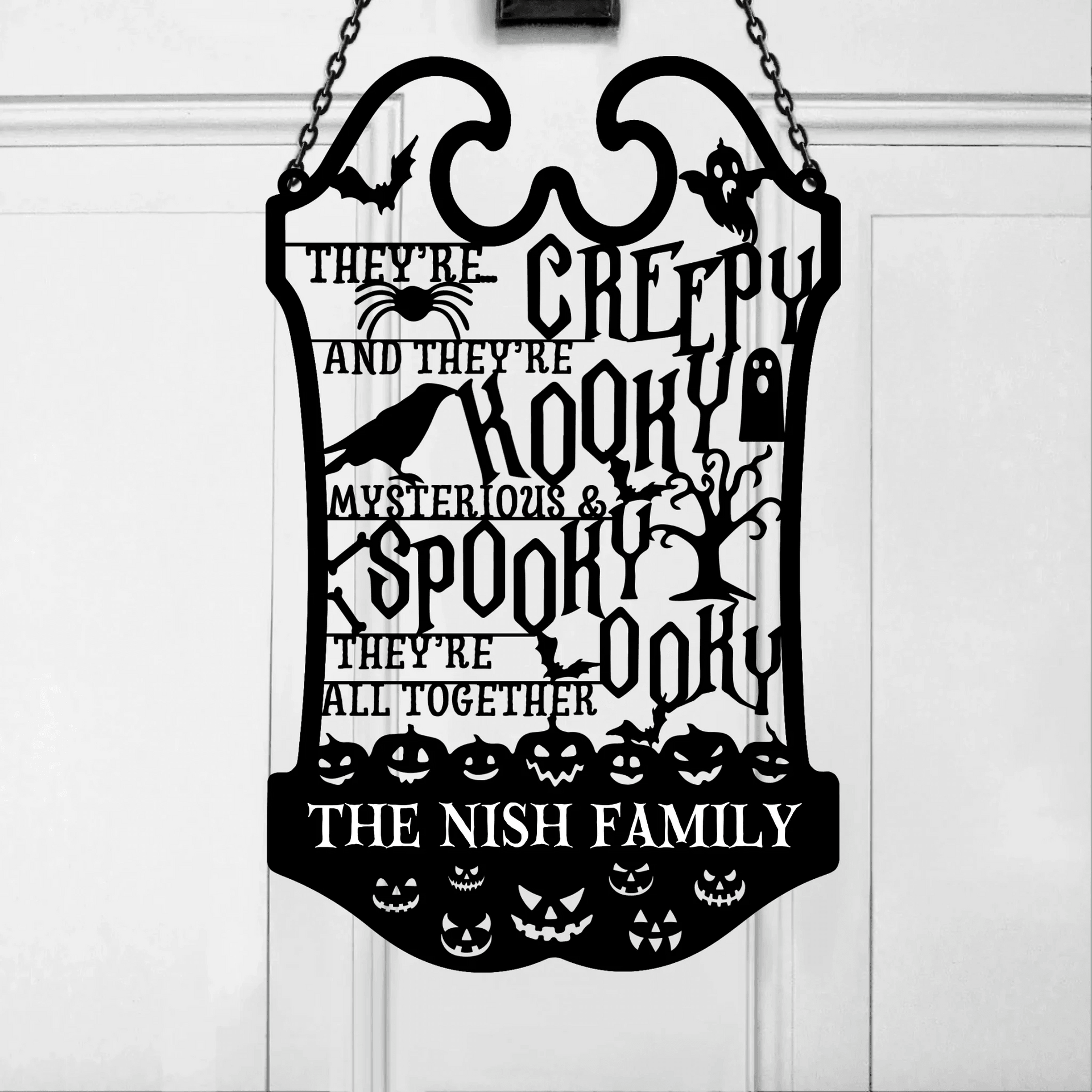 Personalized Horror Family Metal Sign - Gift Idea For Family - They're Creepy They're Kooky Mysterious & Spooky