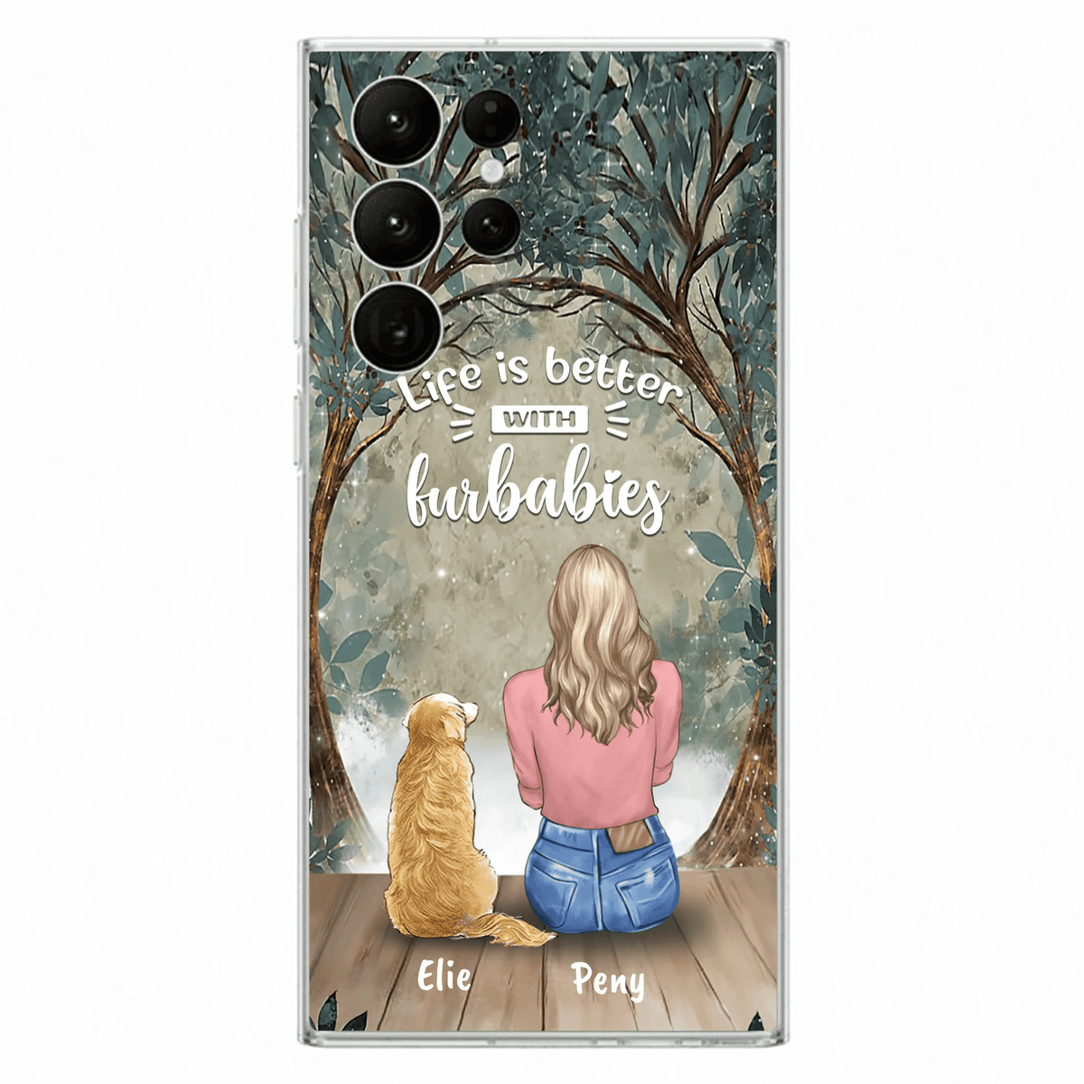 Custom Personalized Pet Mom Phone Case - Girl With Upto 5 Pets - Life Is Better With Furbabies -Phone Case For iPhone And Samsung