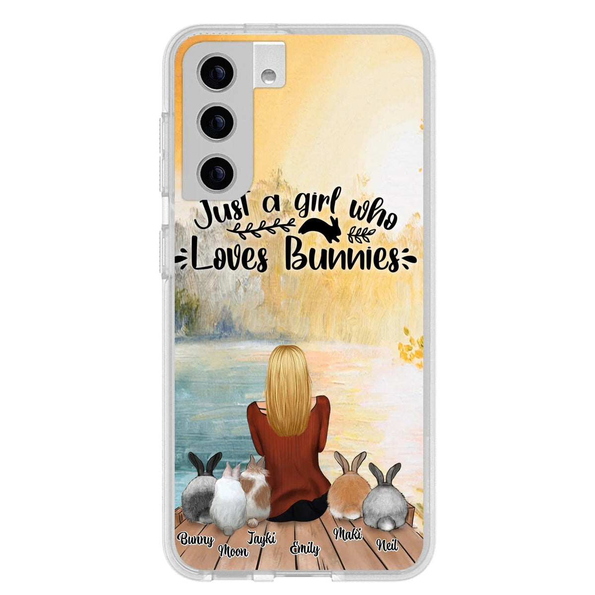Custom Personalized Rabbit Mom Phone Case - Gifts For Rabbit Lovers With Upto 5 Rabbits - Just A Gril Who Loves Bunnies