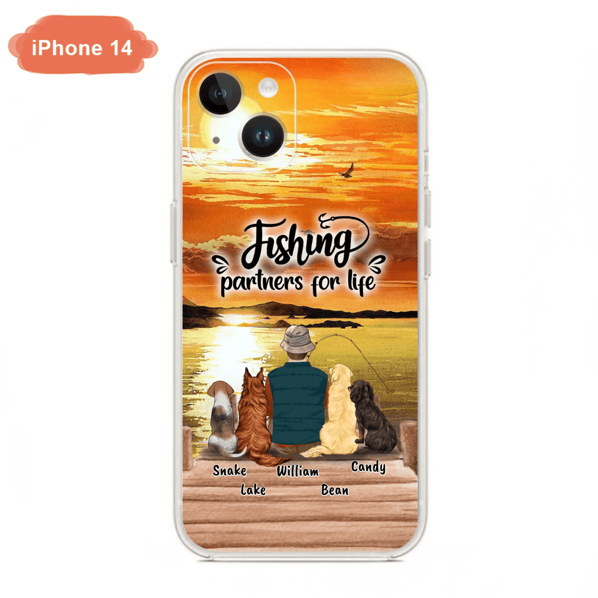 Custom Personalized Fishing Man Phone Case - Upto 4 Dogs - Phone Case For iPhone and Samsung - 4TC88X