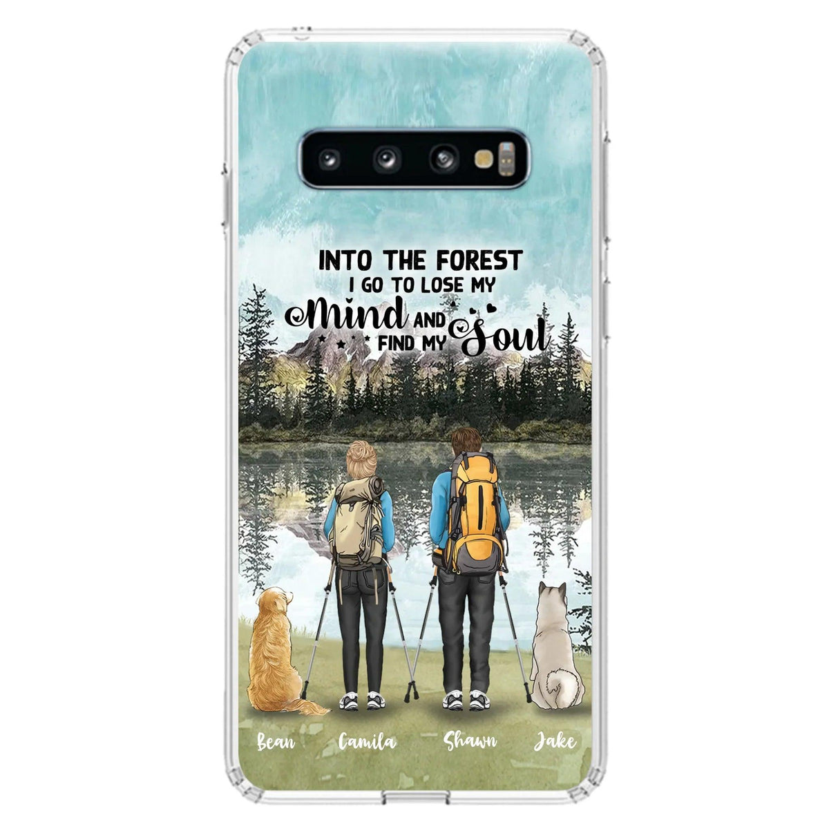 Custom Personalized Hiking Couple With Dogs Phone Case - Couple With Upto 2 Pets - Case For iPhone and Samsung - Q67GXN
