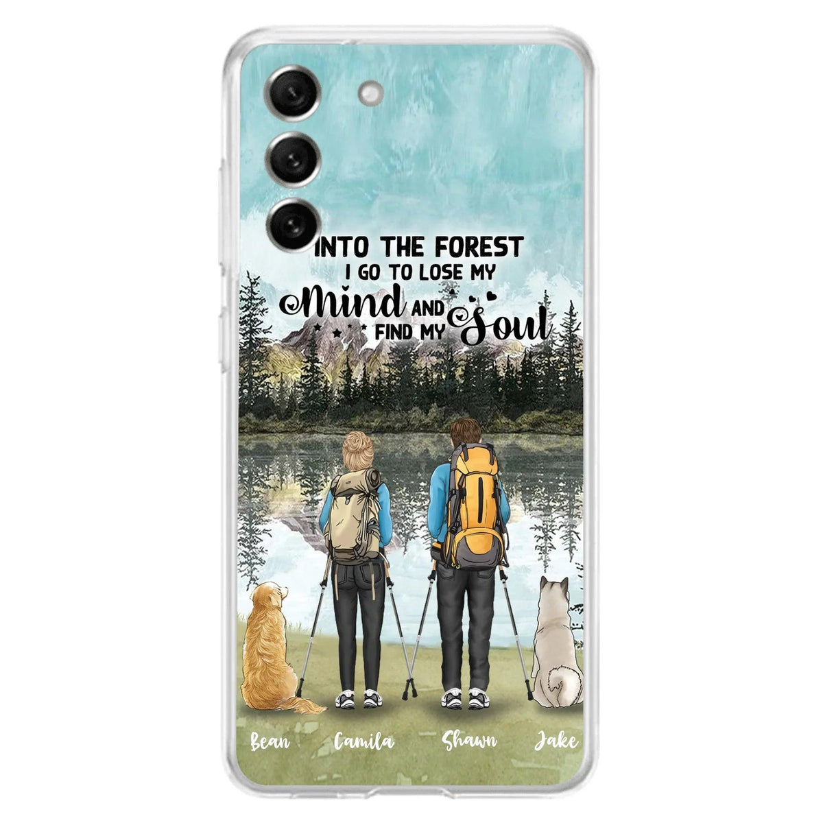 Custom Personalized Hiking Couple With Dogs Phone Case - Couple With Upto 2 Pets - Case For iPhone and Samsung - Q67GXN