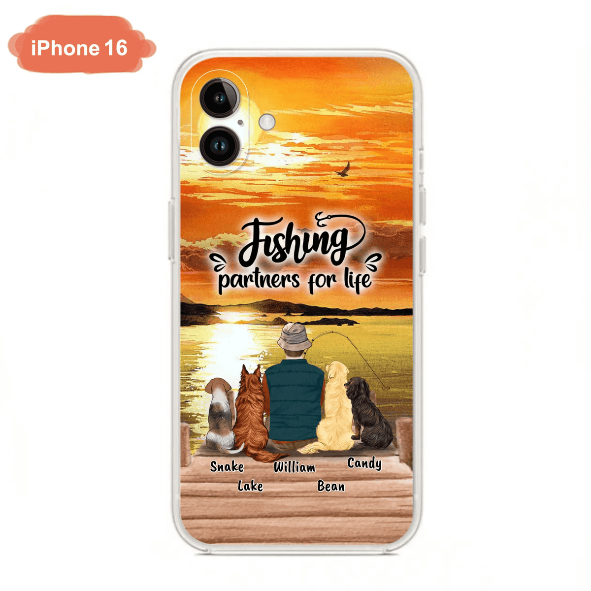 Custom Personalized Fishing Man Phone Case - Upto 4 Dogs - Phone Case For iPhone and Samsung - 4TC88X