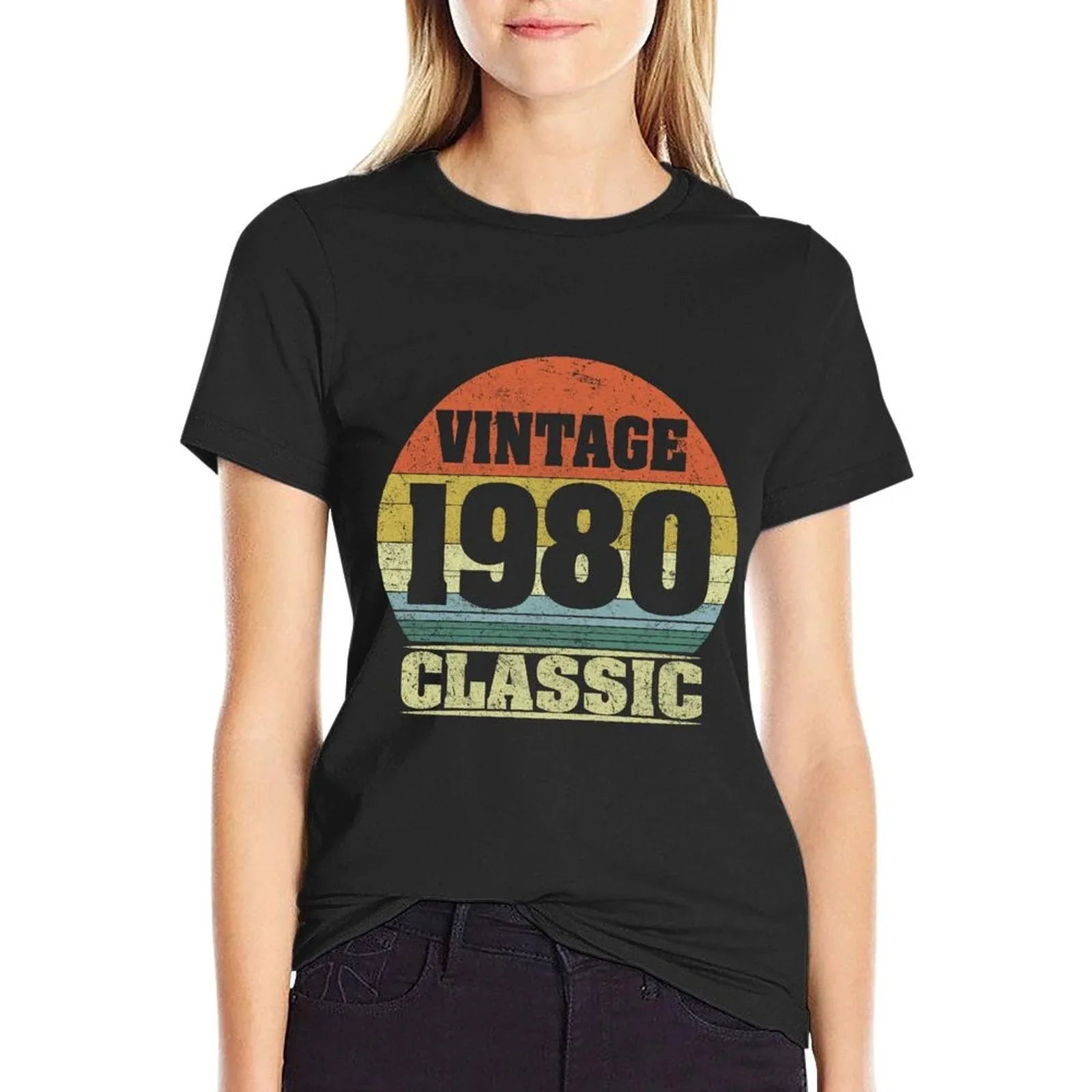 1980 40th Birthday Gift Vintage Retro Men Women 40 Years Old  Heathered Texture T-Shirt