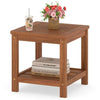 2-Tier Outdoor Side Table with Storage Shelf for Patio - Natural
