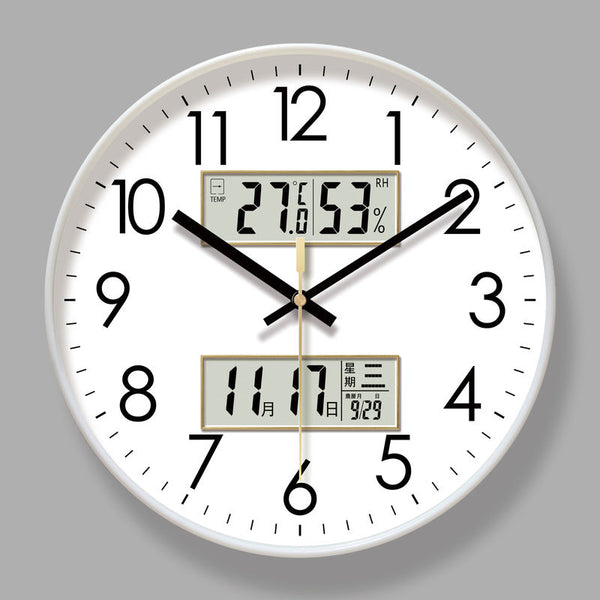 2025 New 10/12/14 - inch Electronic Calendar Wall Clock. Monitors temp & humidity. Dual - display. Mute. Quartz movement.