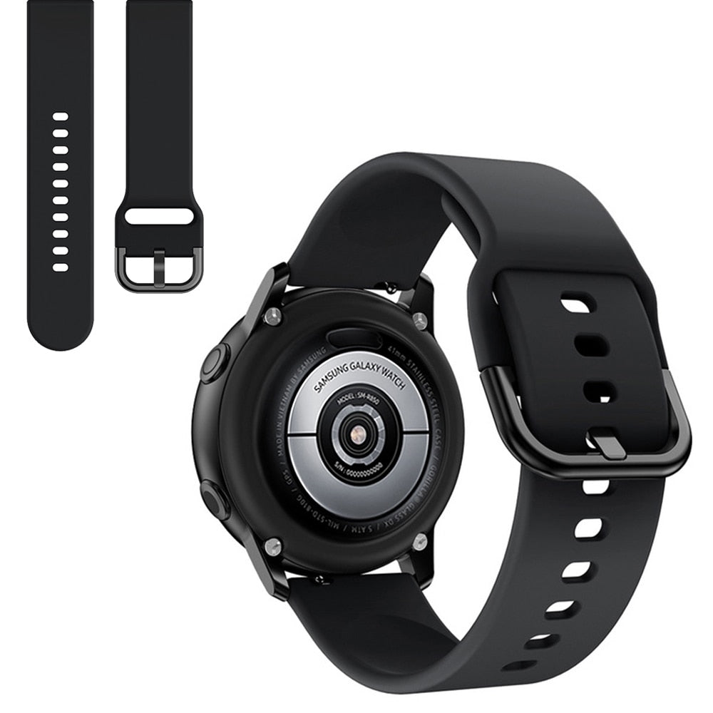 Suitable for Samsung Galaxy Watch Active2 Solid Color Silicone Strap 20/22mm Universal Strap