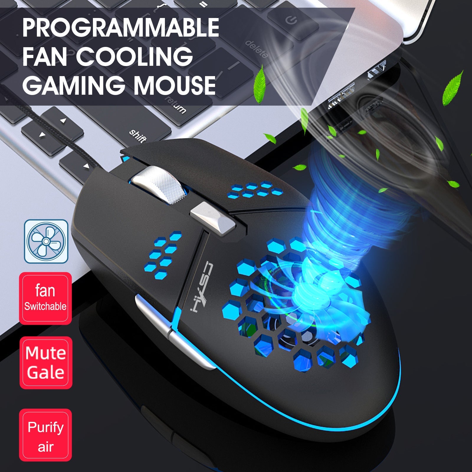 J400 new fan macro programming wired hole gaming mouse 8000dpi adjustable anti sweat design