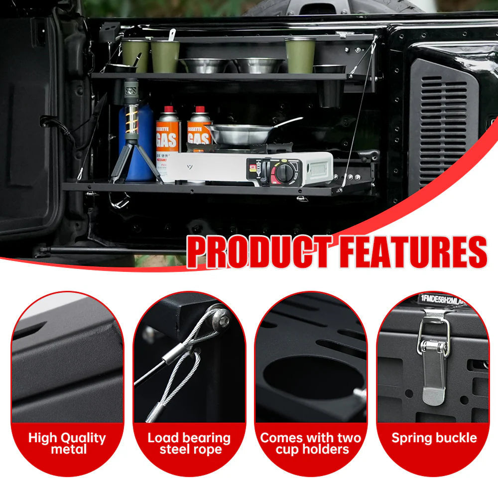 Tailgate Table & MOLLE Panel For Ford Bronco(2021-2024) - 2-Tier Camping Rack
