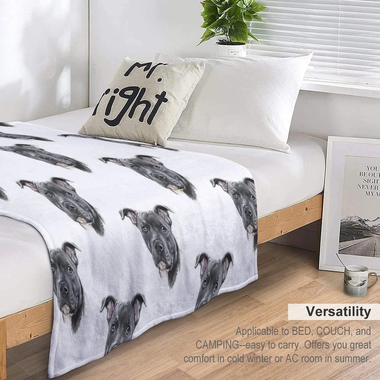Blue Staffy Throw Blanket