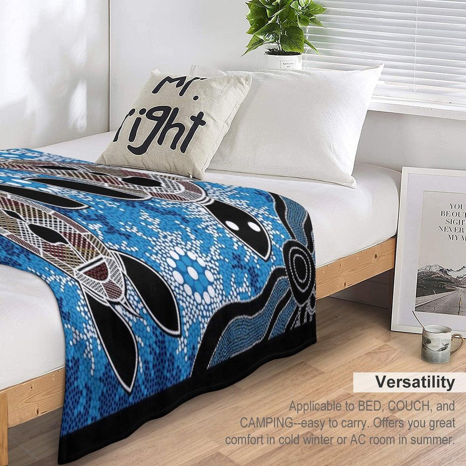 Authentic Aboriginal Art  - Sea Turtles Throw Blanket