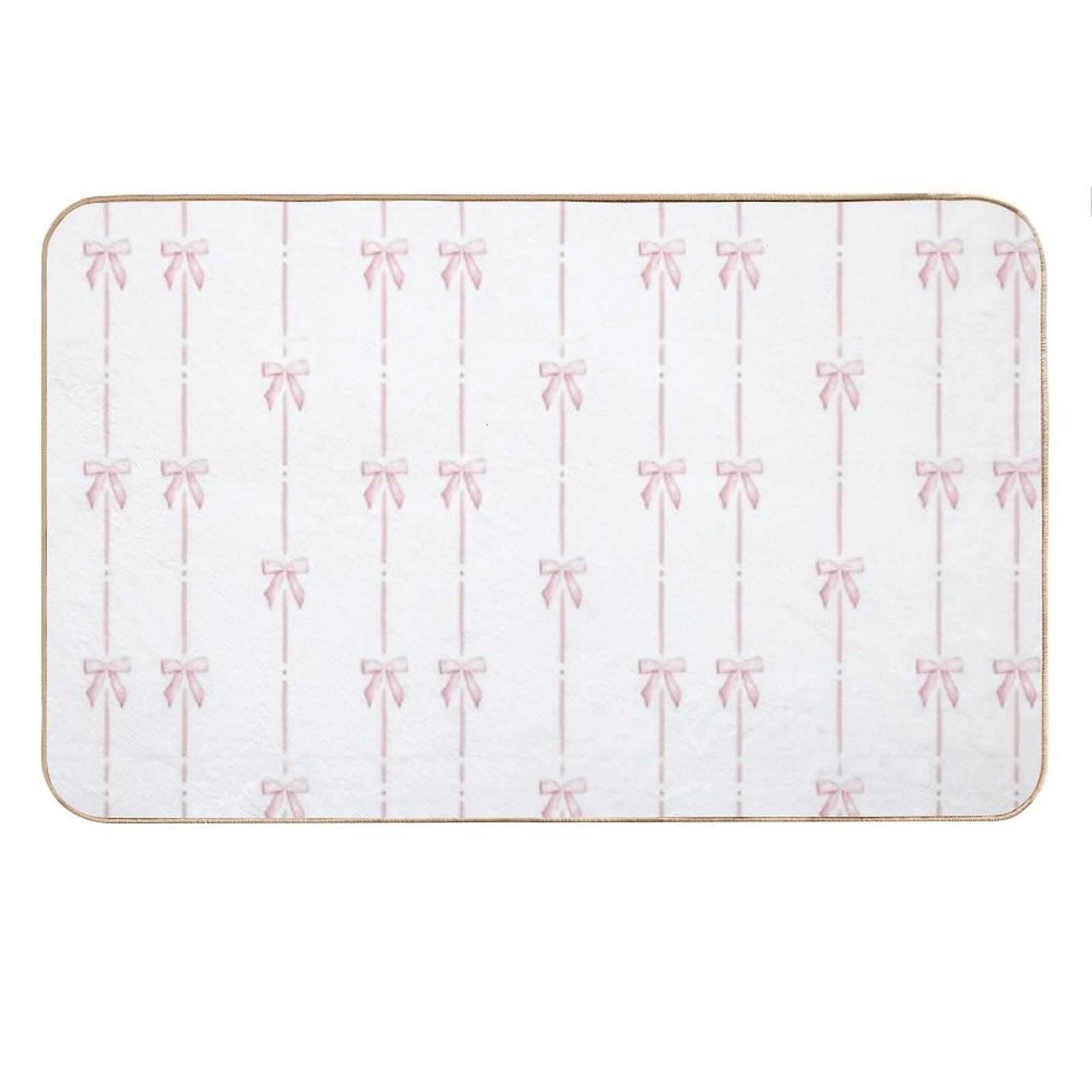 Pink Bow Ribbon Coquette Bath Mat