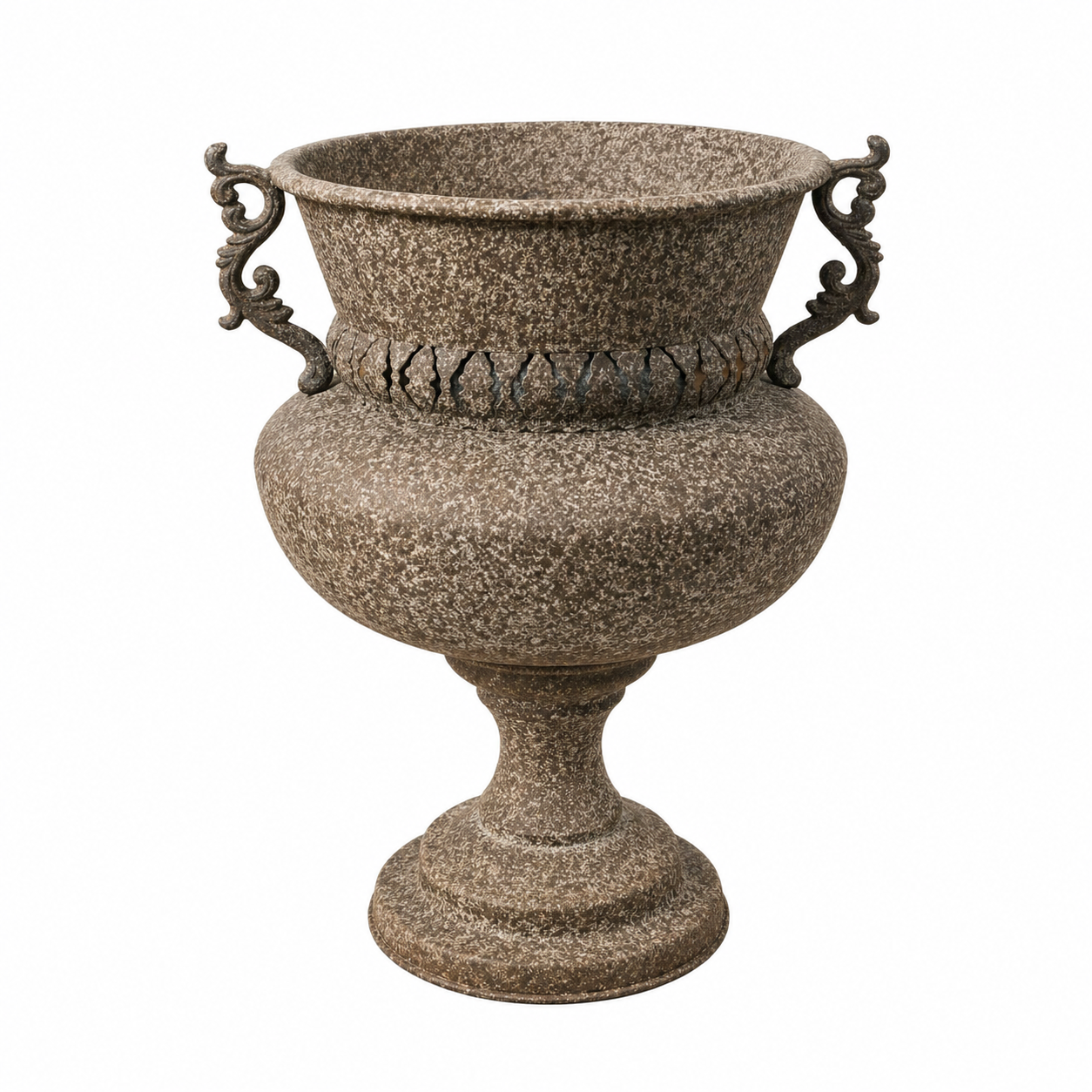 Iron Urn Planter with Scroll Handles