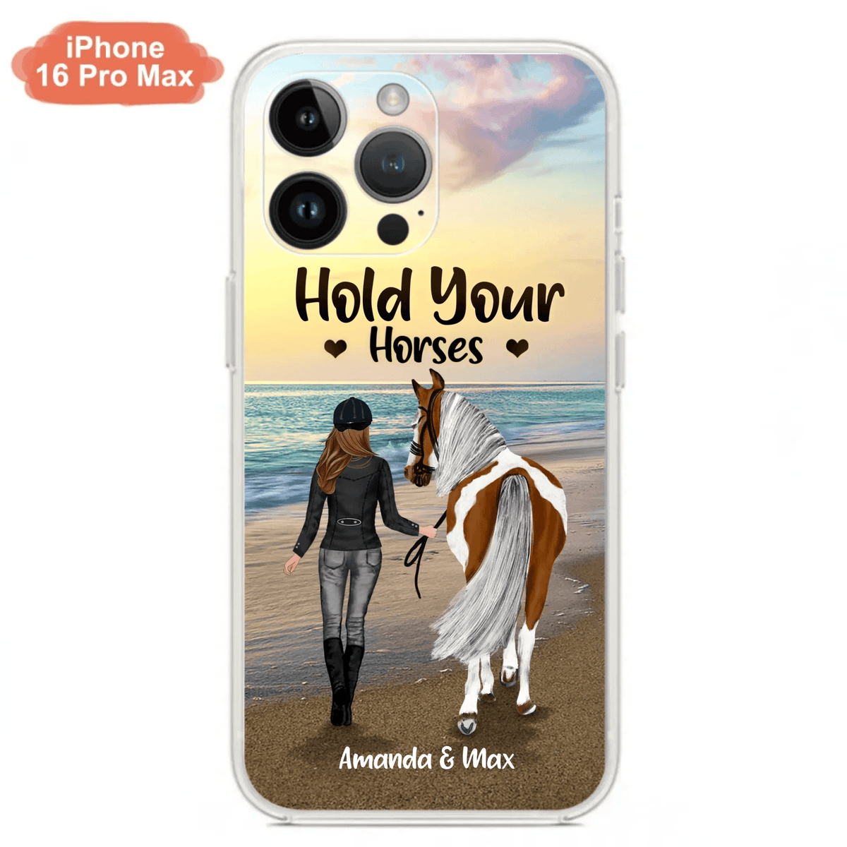 Personalized Horse Girl Phone Case - Girl with up to 2 Horses - Four Feet Move My Soul - QX6ZS1