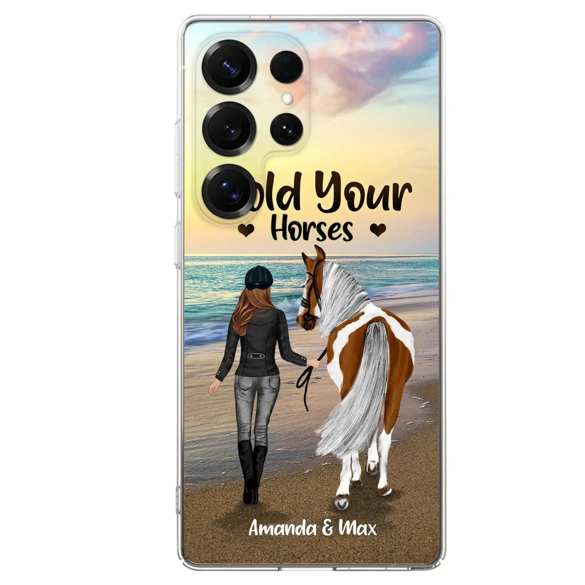 Personalized Horse Girl Phone Case - Girl with up to 2 Horses - Four Feet Move My Soul - QX6ZS1