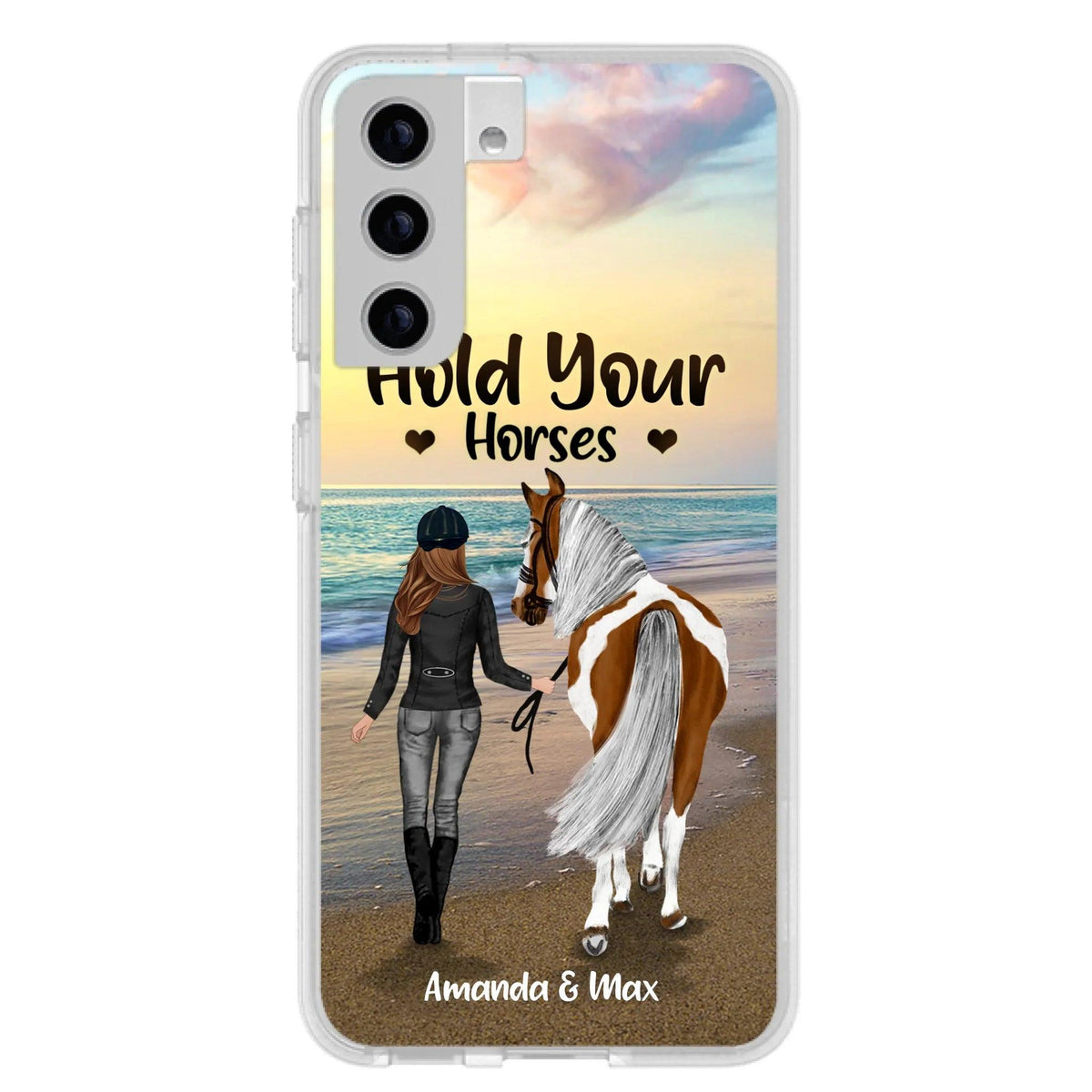 Personalized Horse Girl Phone Case - Girl with up to 2 Horses - Four Feet Move My Soul - QX6ZS1
