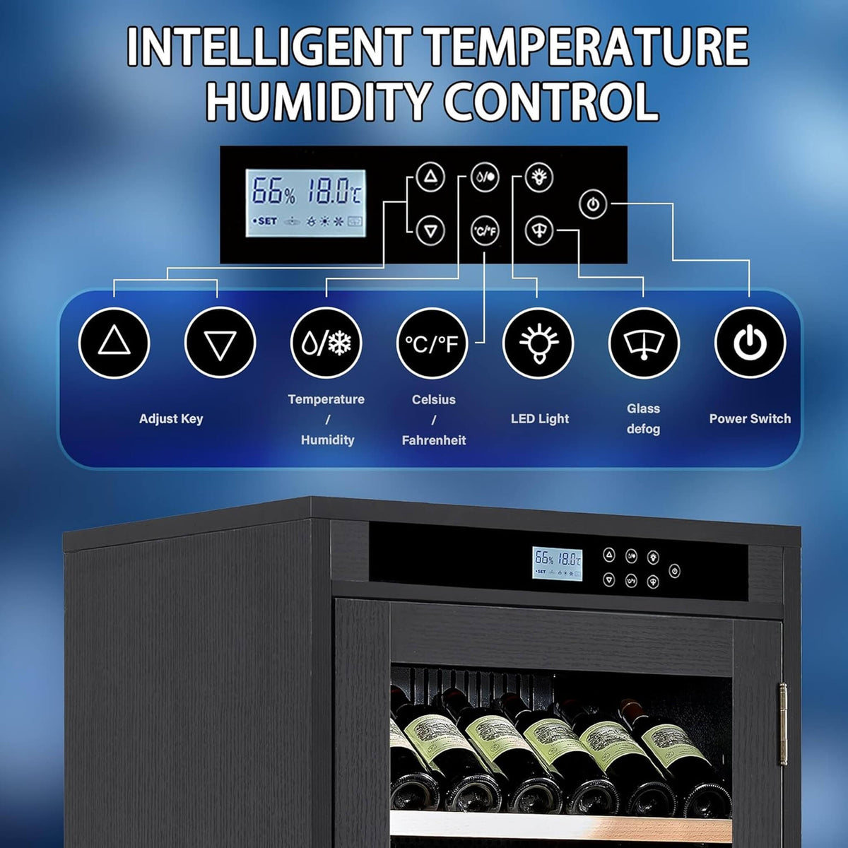 69-Bottle 7.6 Cu.Ft Freestanding Smart Wooden Wine Cooler With LED Touch Display (SAK24861)