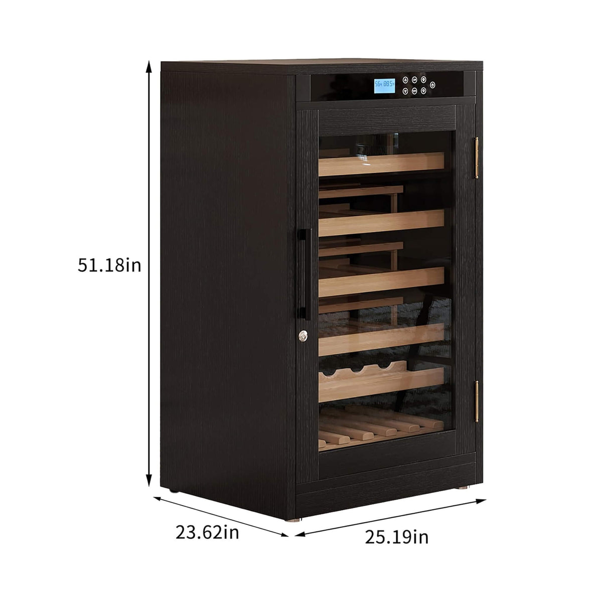 69-Bottle 7.6 Cu.Ft Freestanding Smart Wooden Wine Cooler With LED Touch Display (SAK24861)