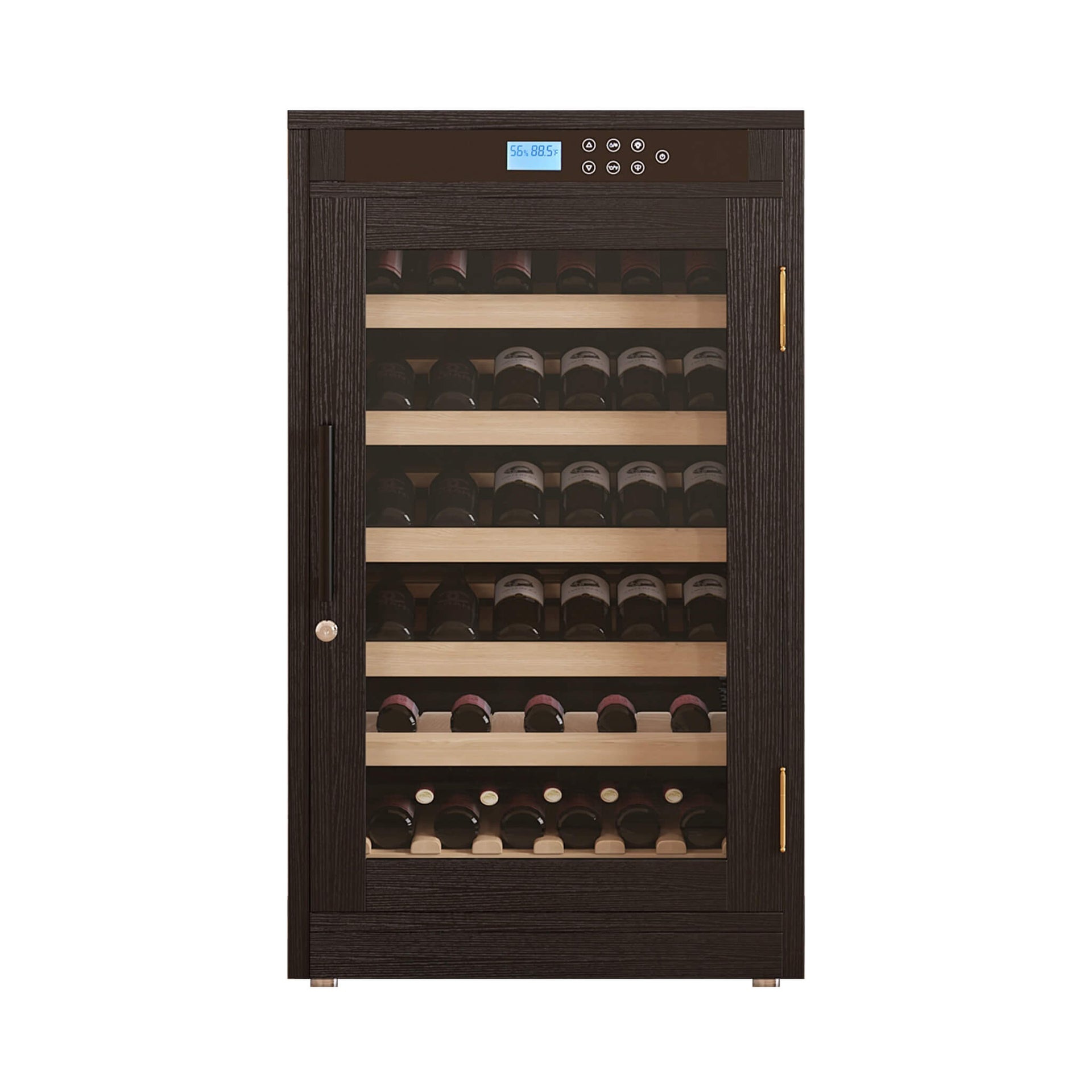 69-Bottle 7.6 Cu.Ft Freestanding Smart Wooden Wine Cooler With LED Touch Display (SAK24861)