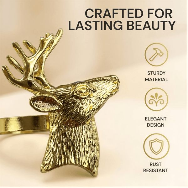 Gold Reindeer Napkin Rings – Festive Charm
