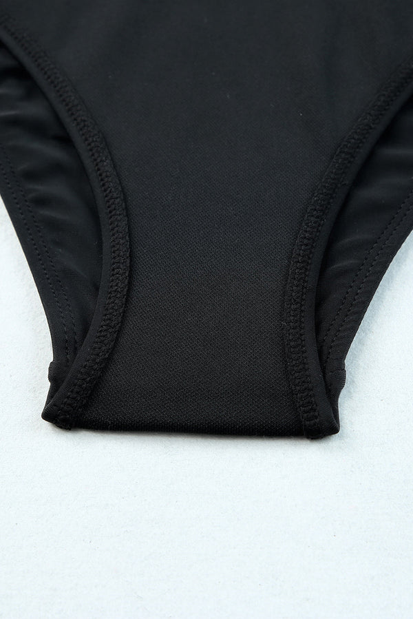 Edith Leopard Mesh Trim 2pcs Bikini Swimsuit