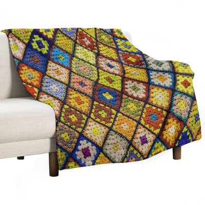 Crochet Granny Square Pattern Velvety-soft Throw Blanket