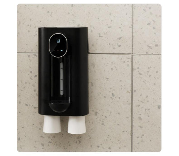 Household Bathroom Mouthwash Cups Wall Mounted Mouth Wash Machine Black Mouthwash Dispenser
