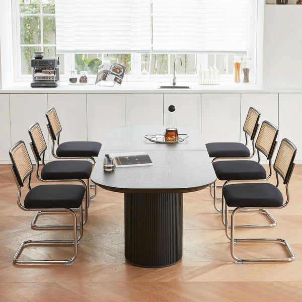 Black Chrome Rattan Midcentury Cesca Dining Chairs